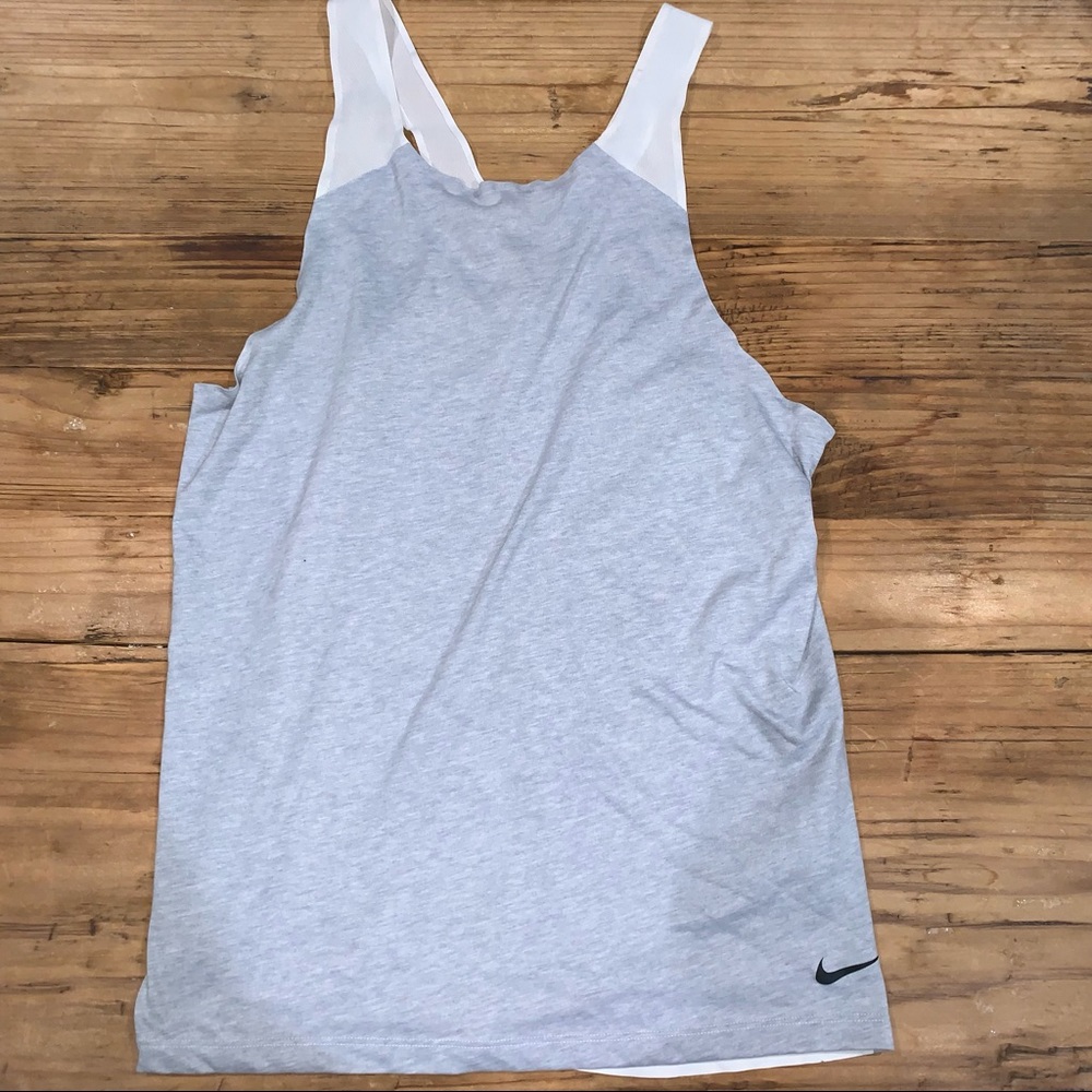 Nike Dri-Fit Large Gray & White Athletic Tank Top